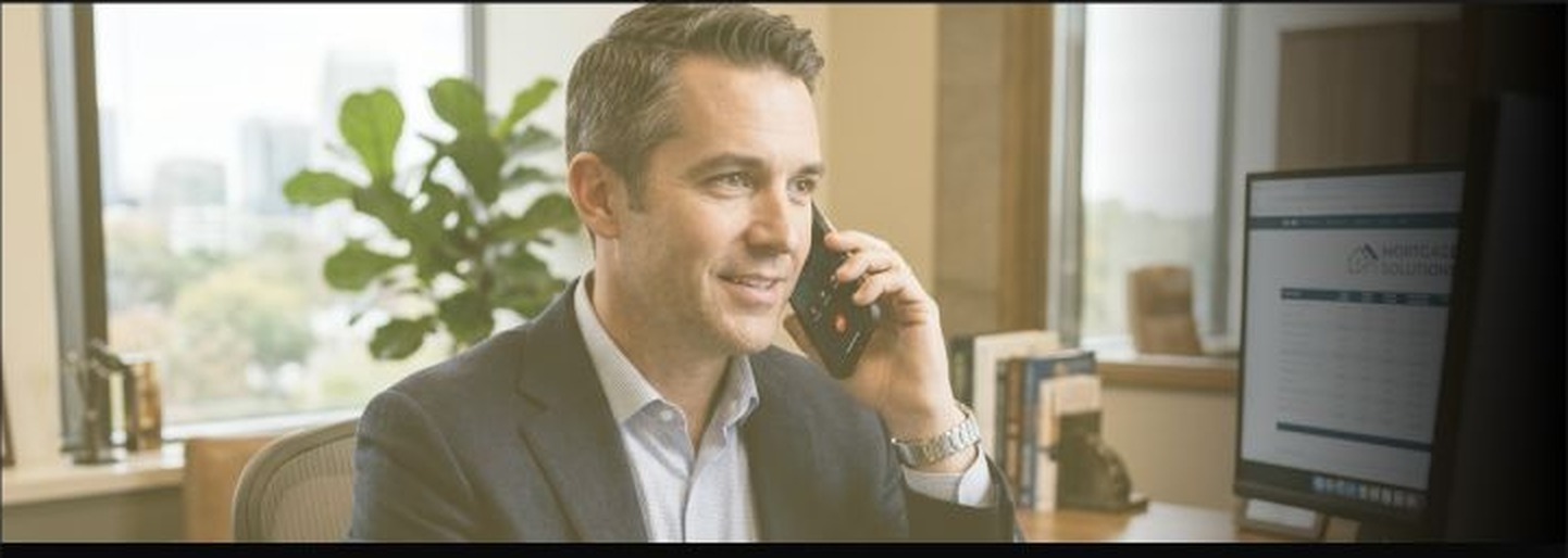 A Your Mortgage Choice loan officer taking a client call at the Orlando office